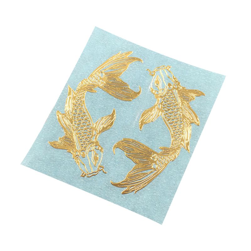Set 2 cặp miếng dán hình cá chép bằng kim loại màu vàng làm đồ trang sức điện thoại DIY
