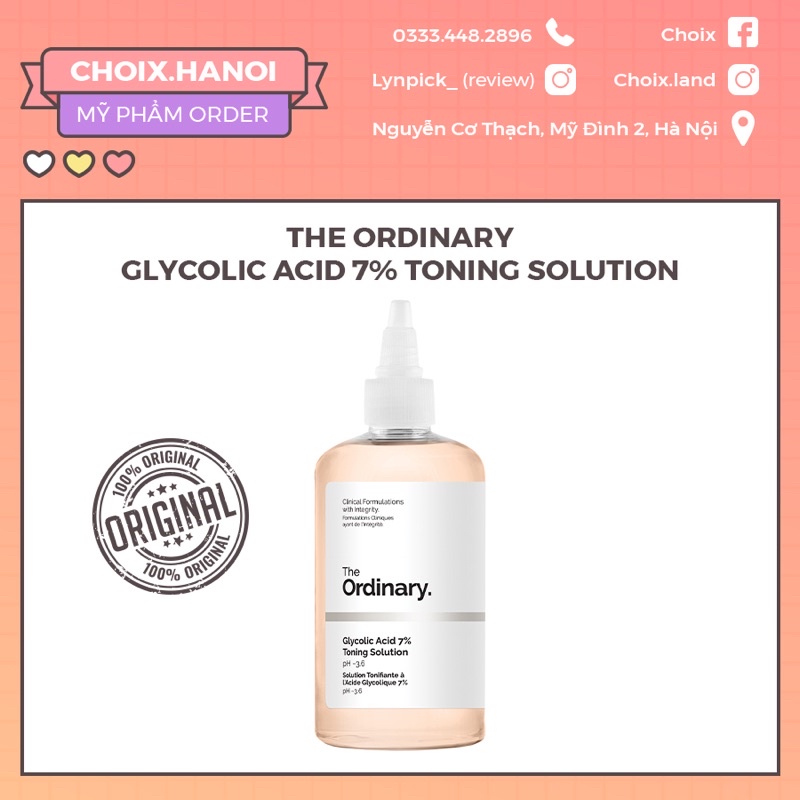 (BILL DECIEM) The Ordinary 7% Glycolic Toning Solution nước cân bằng da