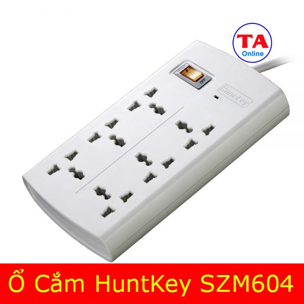 Ổ cắm điện Chống Sét Lan Truyền HuntKey SZM604 - 6 Lỗ gắn chuẩn Quốc tế - Cáp dài 3 mét