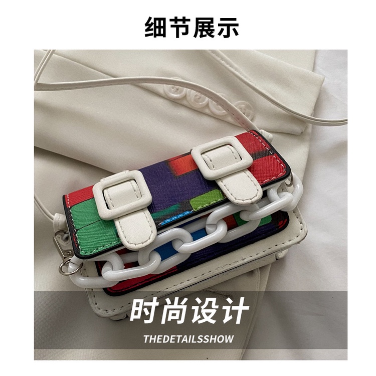 Túi Xách Đeo Vai Hình Vuông Cỡ Nhỏ Màu Kẹo Tương Phản Thời Trang Cho Nữ