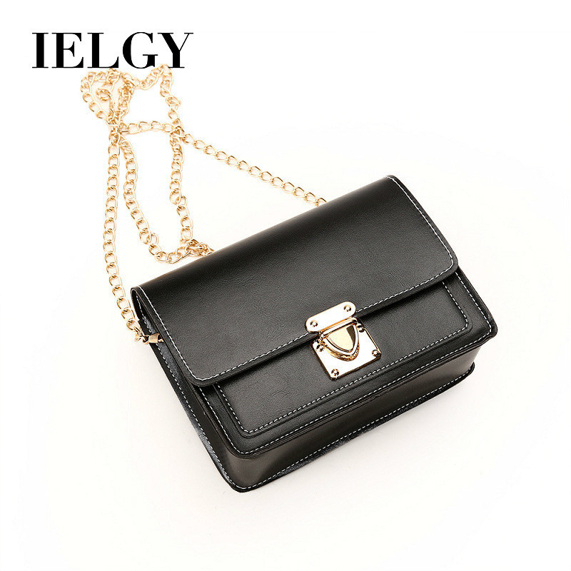 IELGY Túi đeo chéo dáng vuông cỡ nhỏ phối dây xích phong cách thời trang cho phái nữ