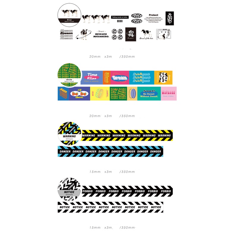 Sticker PET Dán Trang Trí Dạng Washi Tape Y2K Aesthetic Style Hàn