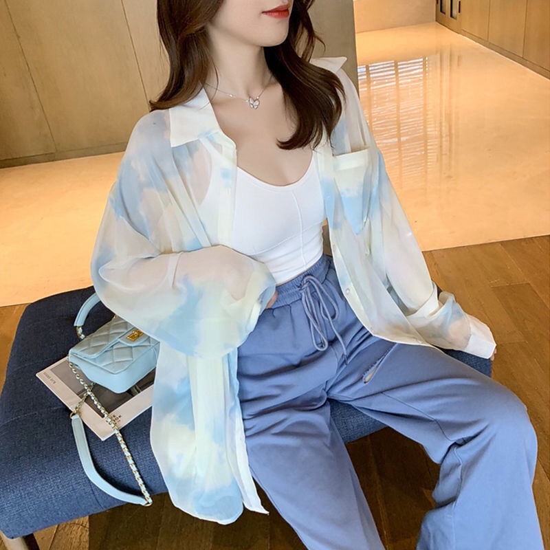 Áo Khoác Cardigan Chiffon Mỏng Tay Dài Dáng Rộng Nhiều Màu Sắc Phong Cách Hàn Quốc Thời Trang Mùa Hè Dành Cho Nữ
