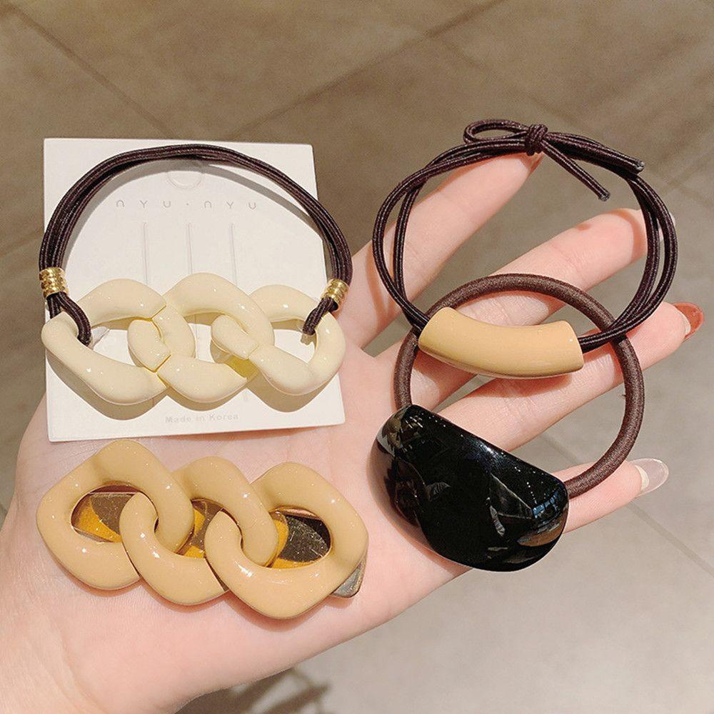 Set 3 Dây Cột Tóc Co Giãn Thời Trang Hàn Quốc Cho Nữ Giá Đỡ