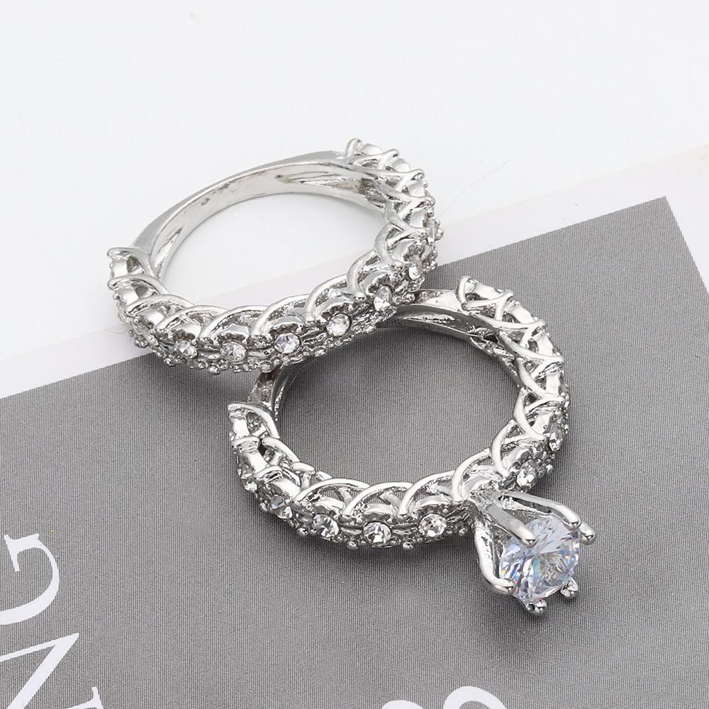 Bộ 2 Nhẫn Cặp Đôi Lấp Lánh Cổ Điển|Phụ Kiện Trang Sức Thời Trang Xinh Xắn Cá Tính