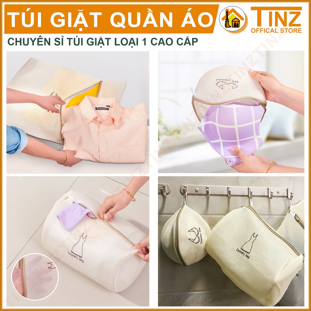 Túi Giặt TINZ VN Thêu Chữ, Túi Lưới Giặt Đựng Áo Quần Cao Cấp Dành Cho Máy Giặt