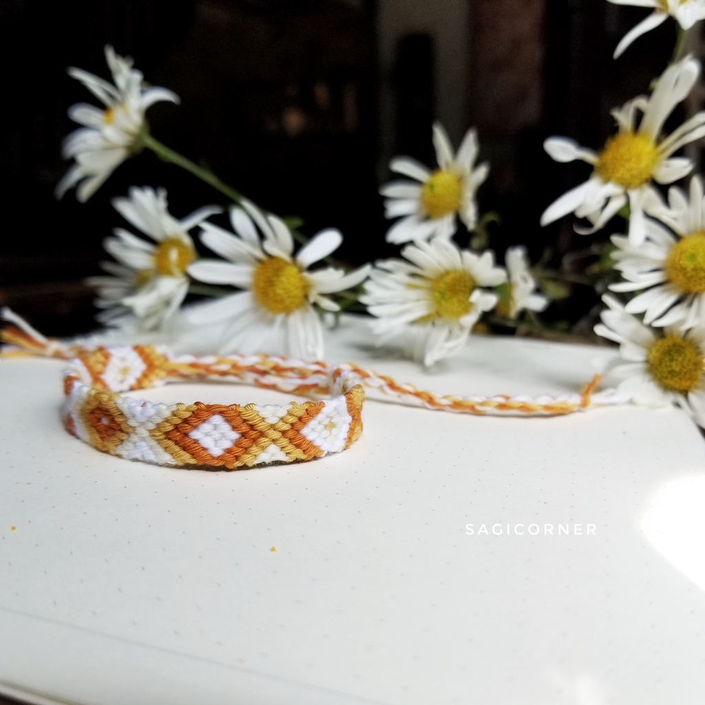 Vòng tay, vòng chân handmade tết bằng chỉ l "Diamond" friendship bracelet