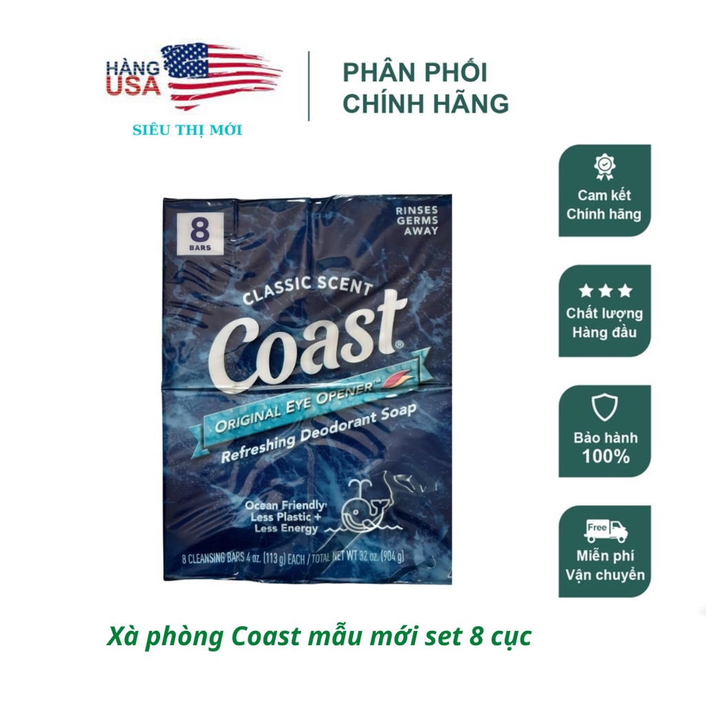 LỐC 8 CỤC - XÀ BÔNG CỤC COAST HÀNG MỸ 113g