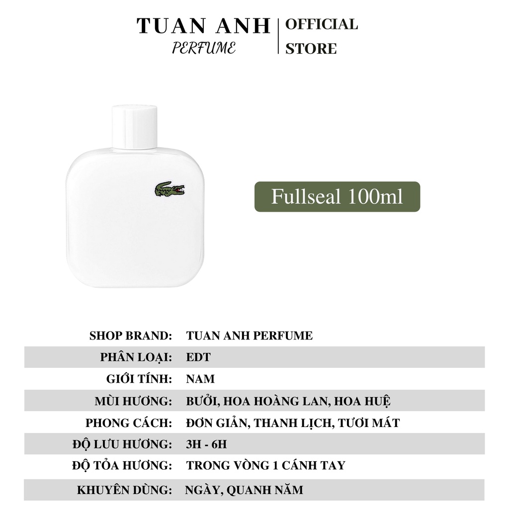 Nước hoa nam tính cao cấp Lacoste L12.12 Blanc chính hãng giá rẻ TUAN ANH PERFUME