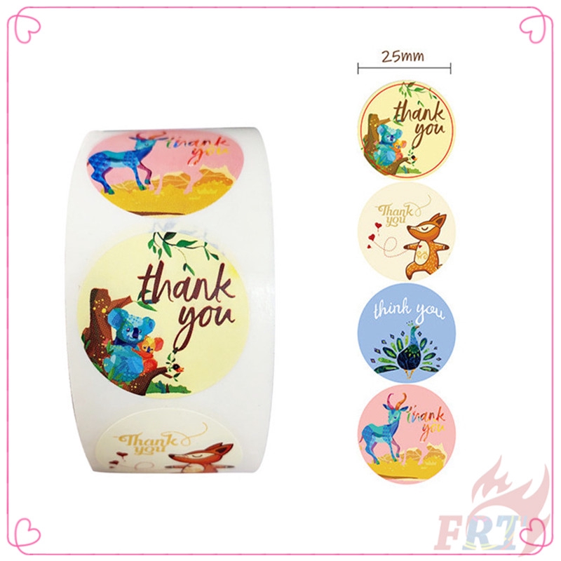 ▶ Nhãn Con Dấu ◀ Cuộn 500 Nhãn Dán Trang Trí Sổ Lưu Niệm 4 Kiểu Hình Động Vật Hoạt Hình Handmade Series 03