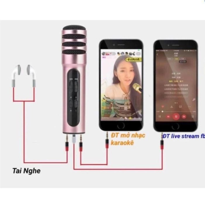 [Freeship toàn quốc từ 50k] Micro Karaoke Livestream C6 tặng kèm tai nghe j5