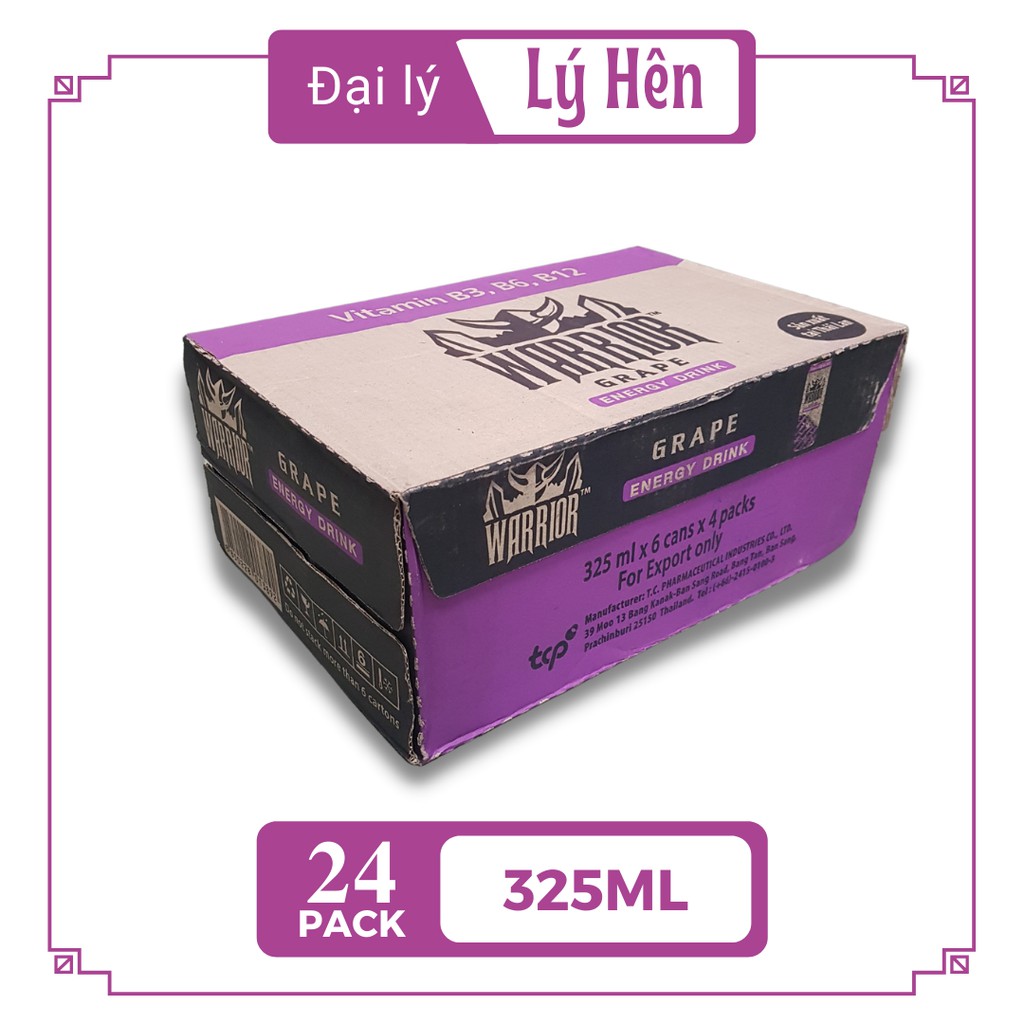 [Chỉ hỏa tốc] Thùng 24 Lon Nước Uống Tăng Lực Warrior Dâu Đỏ - Nho Tím Thái Lan Energy Drink Lon 325ml Date Luôn Mới