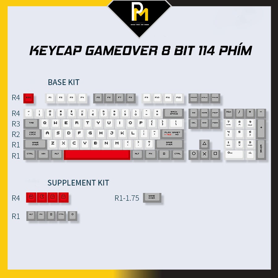 Keycap PBT cho phím cơ 8bit Game Over dyesub in 5 Cao cấp full phím 114 PCMASTER | BigBuy360 - bigbuy360.vn