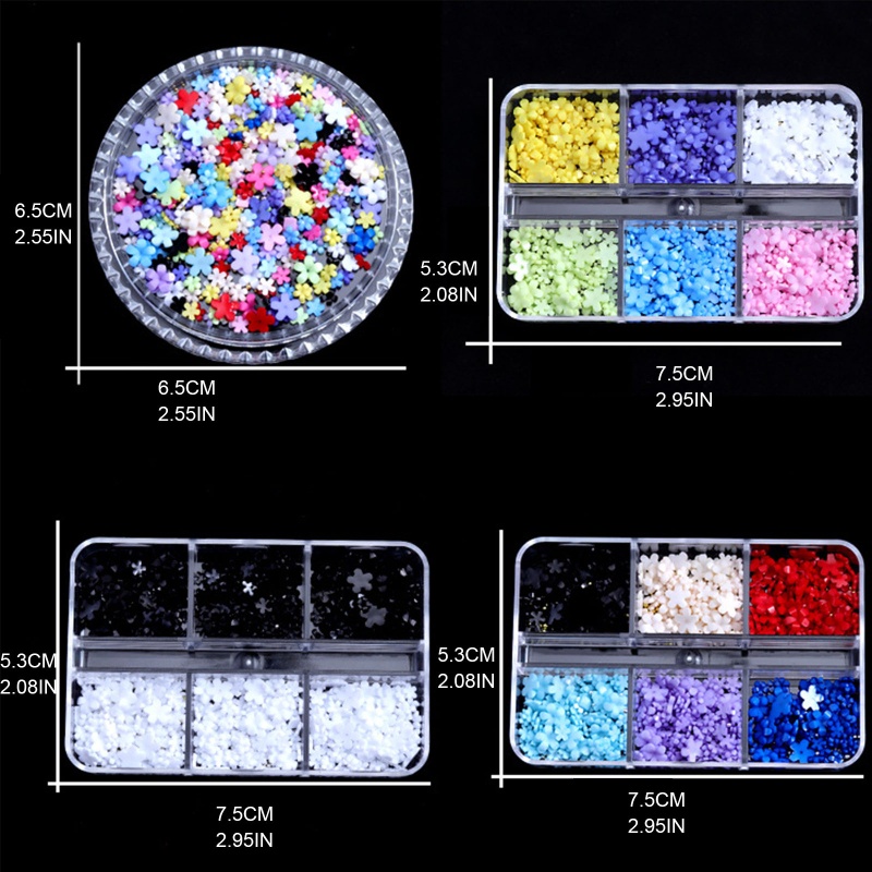 Hộp 6 Ngăn Đựng Phụ Kiện Trang Trí Móng Nghệ Thuật Hình Hoa 3D Bằng Acrylic Cho Nữ