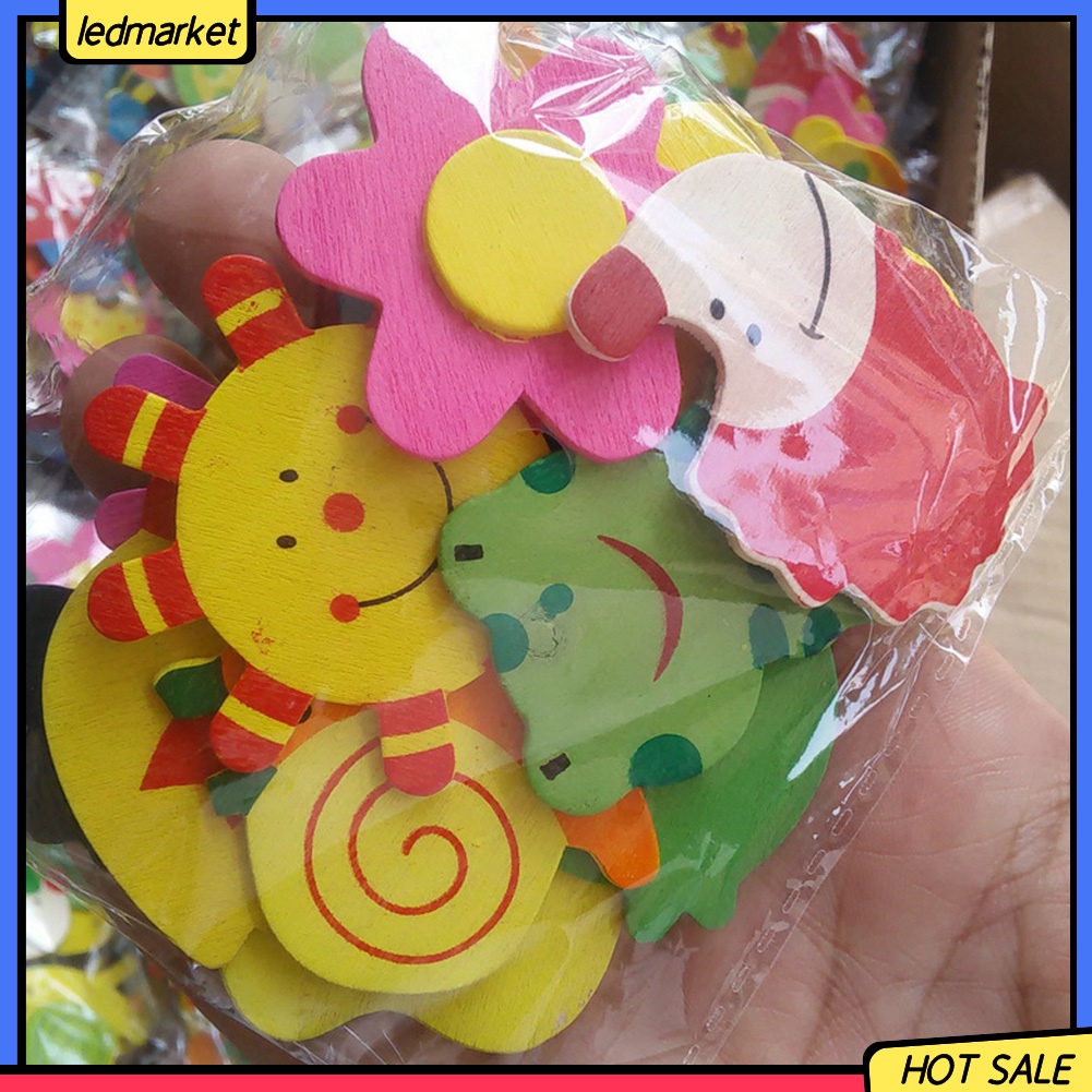 Set 12 Sticker Dán Tủ Lạnh Hình Động Vật Bằng Gỗ