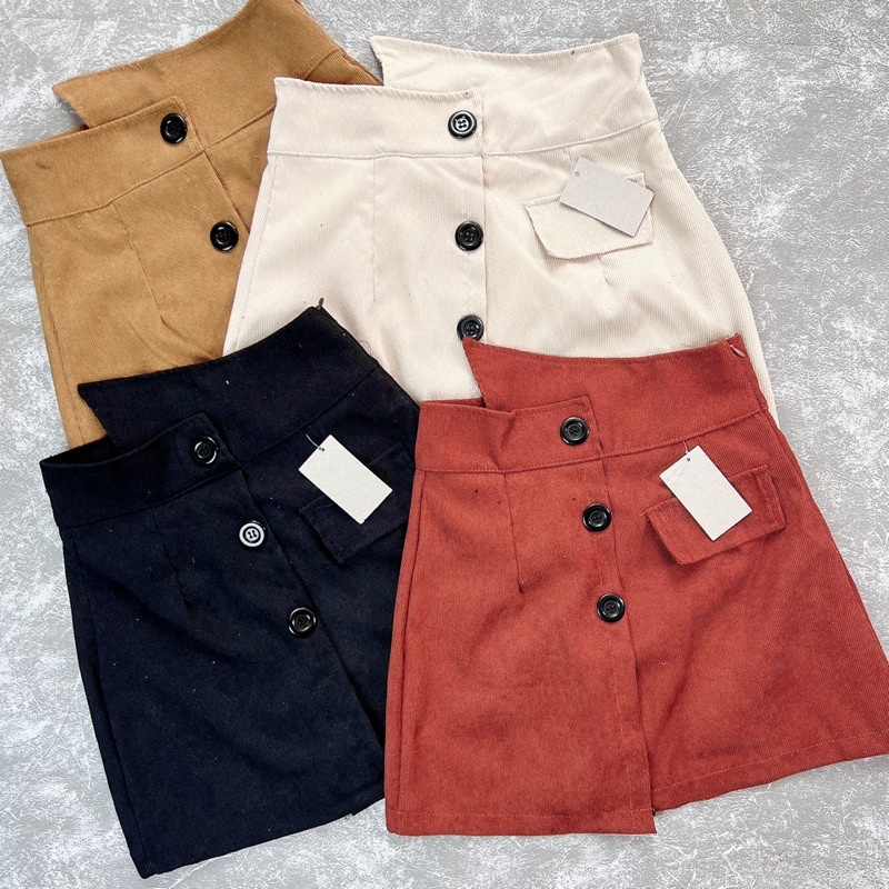 Chân Váy Nhung Chữ A Cạp Cao Vạt Chéo 3 Khuy Hot Trend C044 | BigBuy360 - bigbuy360.vn