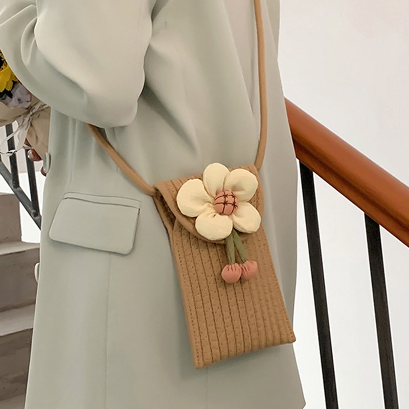 IELGY Túi Đựng Điện Thoại Di Động Bằng Vải Lanh cotton Dệt Thời Trang Cho Nữ