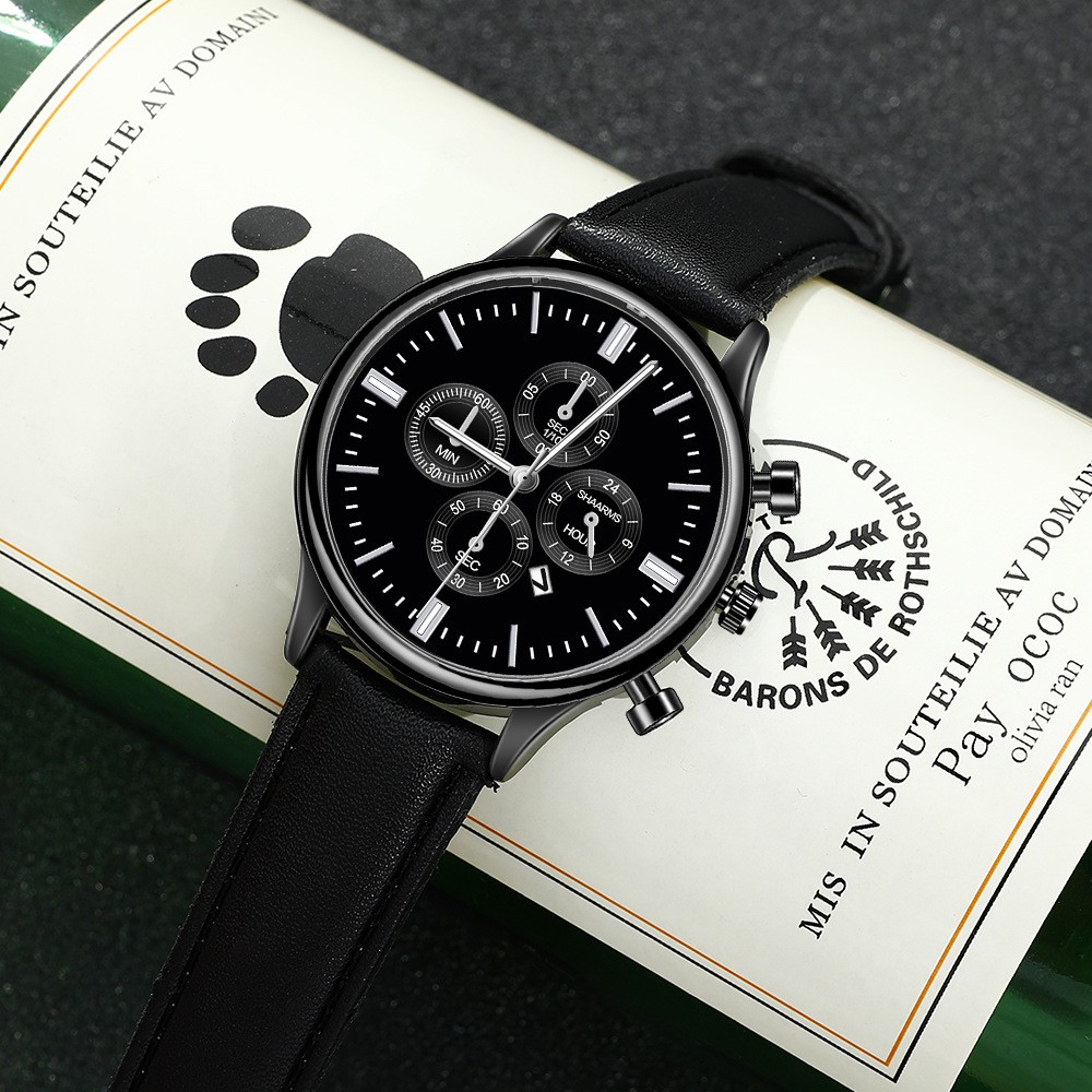 (CHUẨN MEN) Đồng hồ nam SHAARMS SH1968 doanh nhân đẳng cấp viền thép lịch lãm dây da cao cấp