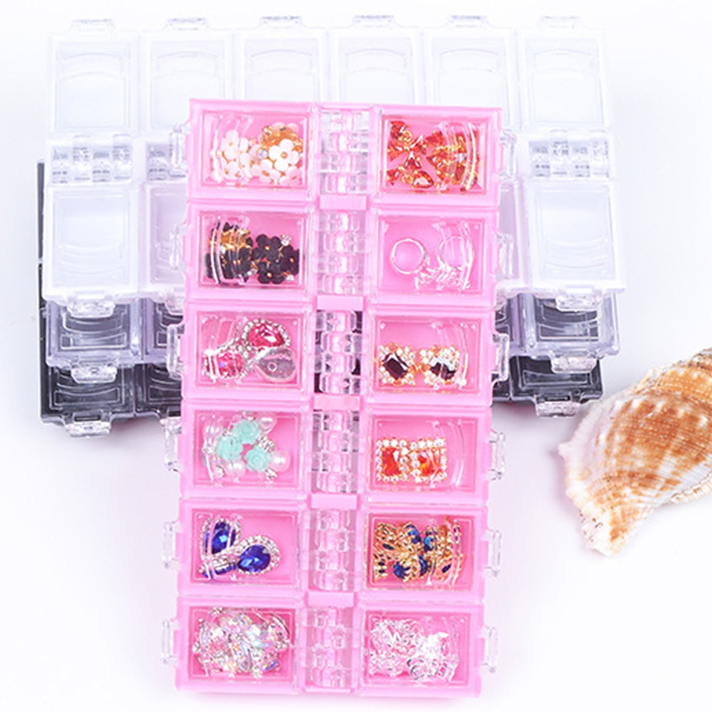Hộp Rỗng Trong Suốt 12 Ngăn Đựng Hạt Trang Trí Móng Tay Ốp