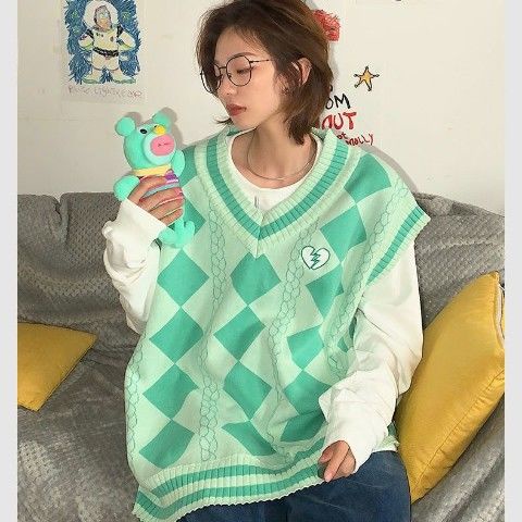 Áo Len Không Tay Cổ Chữ V Họa Tiết Thêu Mới Cho Nữ