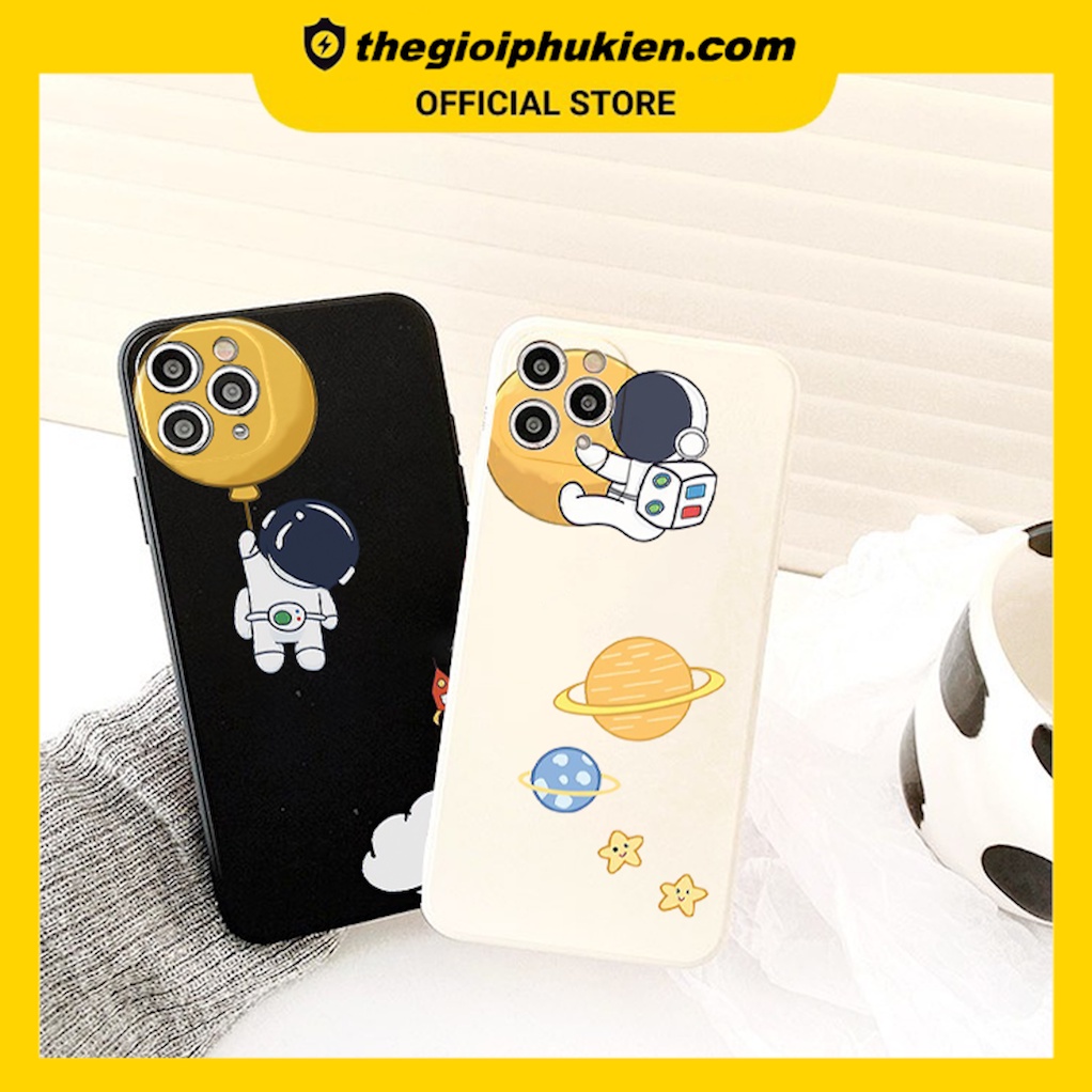 Ốp lưng iphone cạnh vuông Space hái trăng dành cho iphone 6 đến 14promax - E132