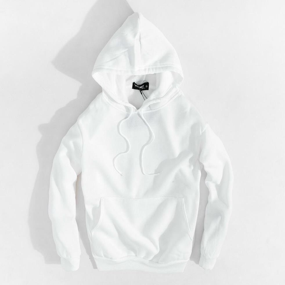 Áo đôi Hoodie nam nữ unisex form rộng trơn trắng đen có mũ đẹp chất nỉ phong cách trẻ trung Hàn Quốc | BigBuy360 - bigbuy360.vn