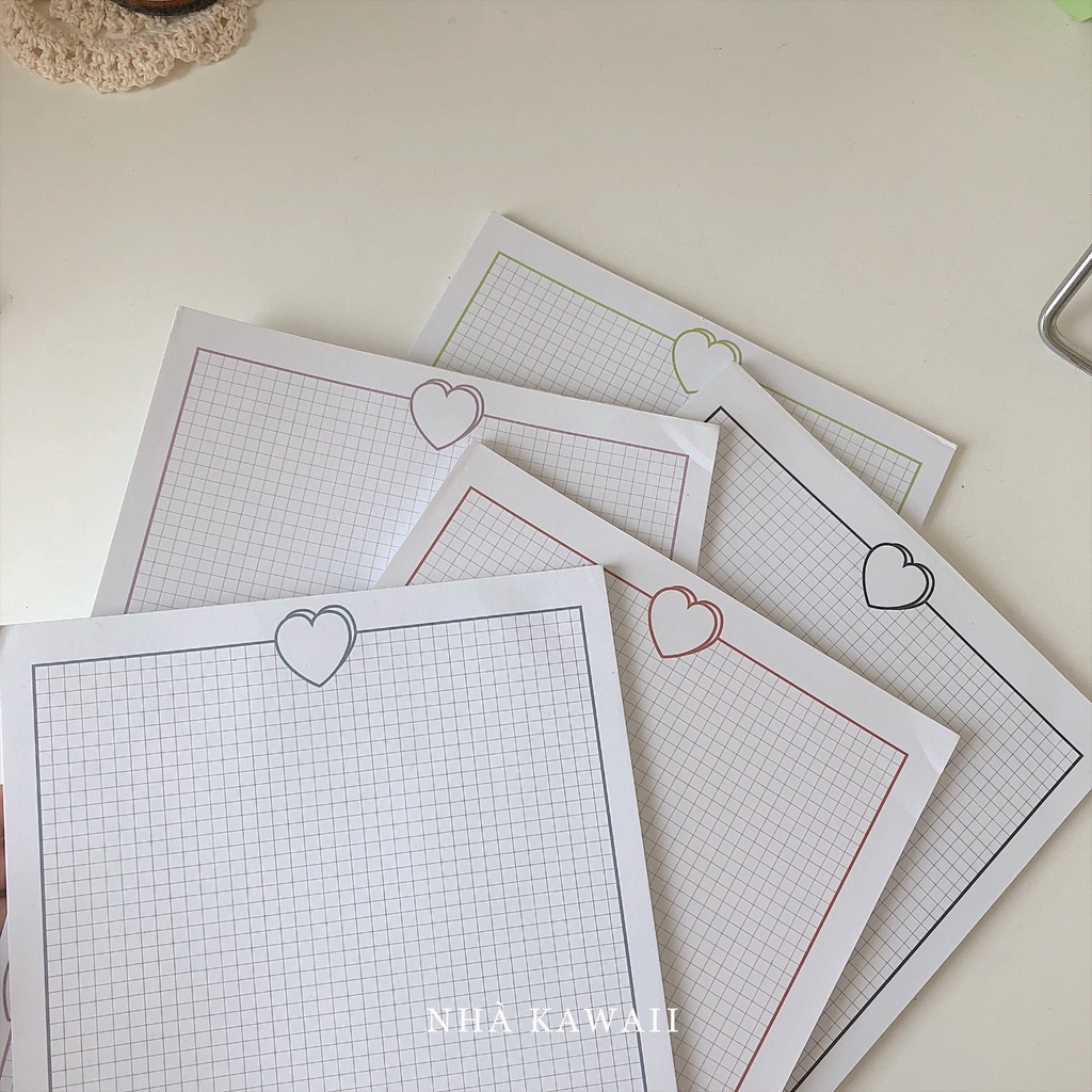 Tập giấy ghi chép hình trái tim Heart size B5, giấy take note dễ thương