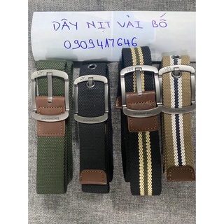 Thắt lưng vải dù xỏ lỗ chất chơi  dày dặn dài 125cm rộng 3.8cm màu đen xanh rêu sọc đen kaki