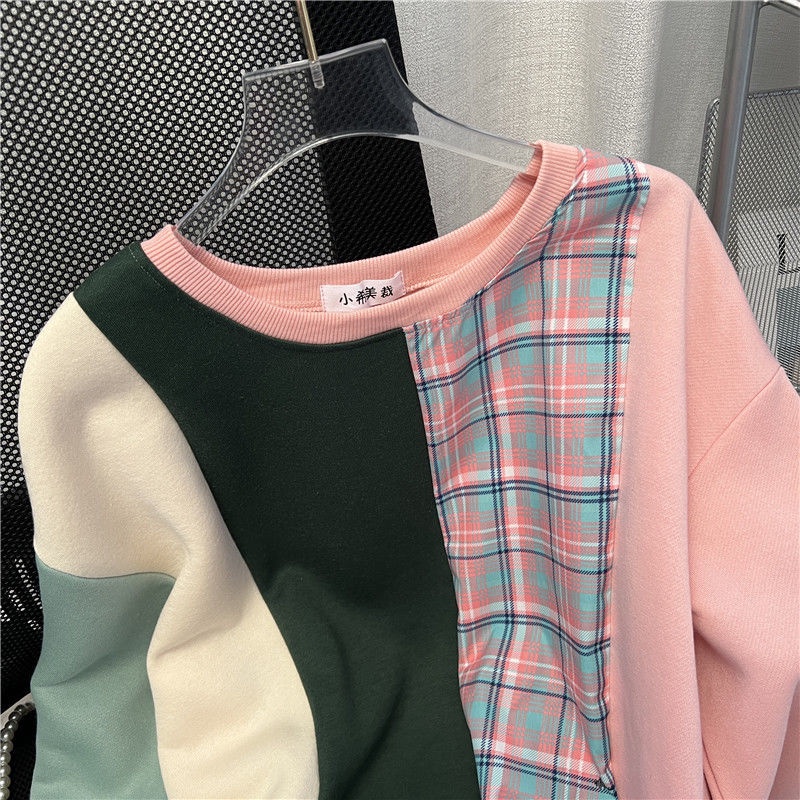 Áo Sweater Cổ Tròn Dáng Rộng Mỏng Màu Sắc Tương Phản Thời Trang Trẻ Trung