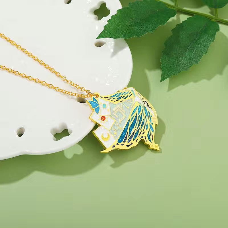 Vòng cổ QIHE JEWELRY mặt kim loại hình trong game Final Fantasy