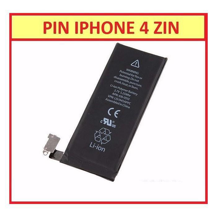 Pin điện thoại iphone 4s/4 zin bóc máy hoặc pin mới 100%; bảo hành 6 tháng.tốt nhất