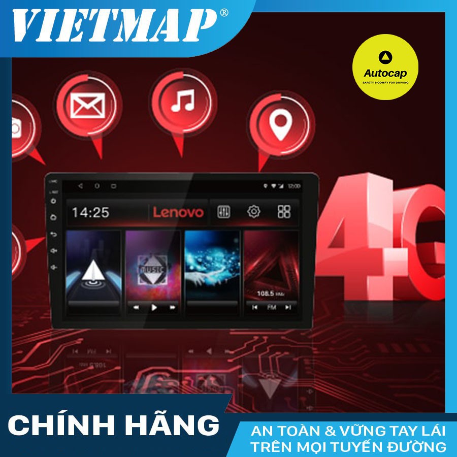 Màn hình DVD Android VIETMAP LENOVO D1 có Wifi GPS 4G tích hợp giải trí đa năng, có dẫn đường định vị xe từ xa