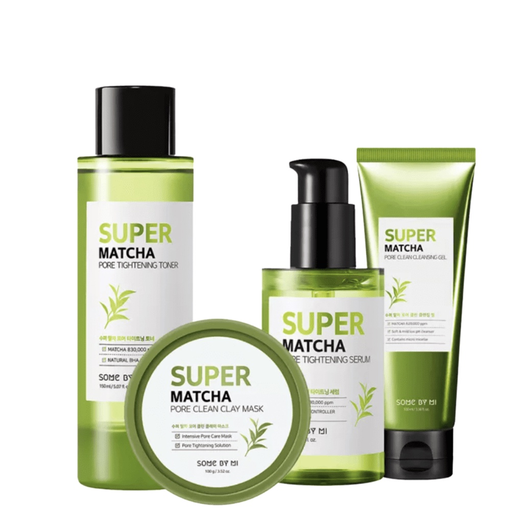 Combo Bộ 4 Sản Phẩm Se Khít Lỗ Chân Lông, Điều Tiết Bã Nhờn Some By Mi Super Matcha Pore