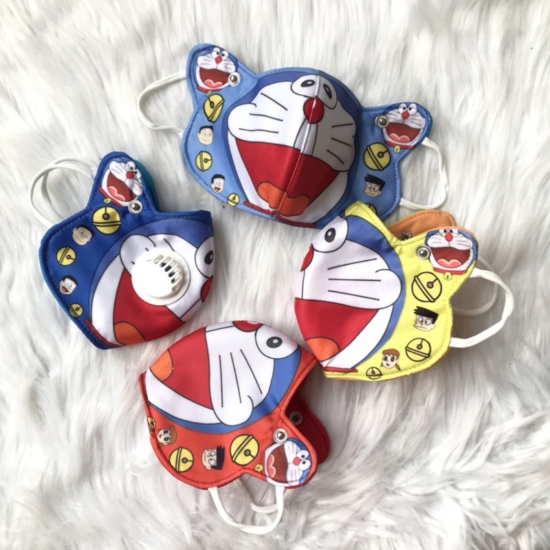 khẩu trang vải in hình 3D cho bé có van thở 1 chiều set 10 cái