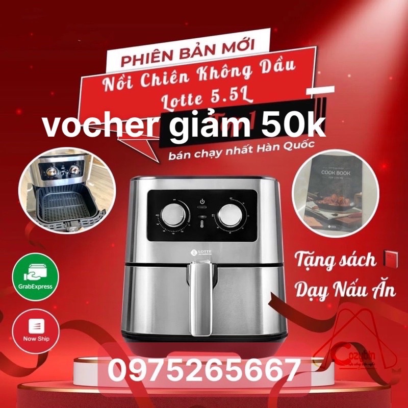 NỒI CHIÊN KHÔNG DẦU LOTTE 5,5l_HÀNG CHÍNH HÃNG PHIÊN BẢN MỚI 2021