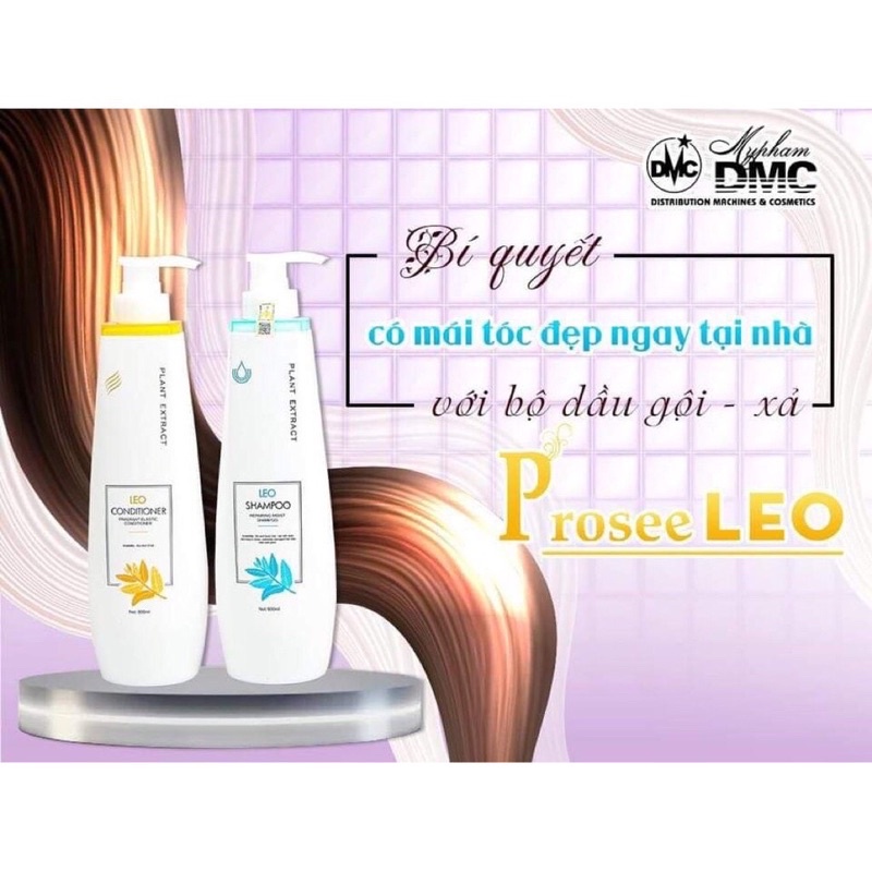 Cặp Dầu Gội Xả Phục Hồi Tóc Hư Tổn Siêu Mềm Mượt Tóc LEO PROSEE 800ml