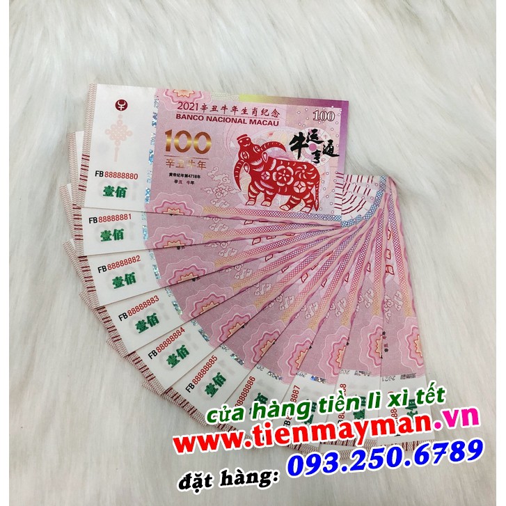 [RẺ SẬP SÀN] Tiền 100 dola macao hình con trâu 2021 tờ tiền mang màu đỏ may mắn
