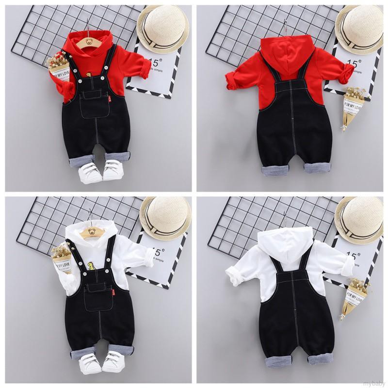 My Baby  Autumn Baby Boy Outfits Long Sleeve Cartoon Hoodie Sweatshirt+Strap Trousers