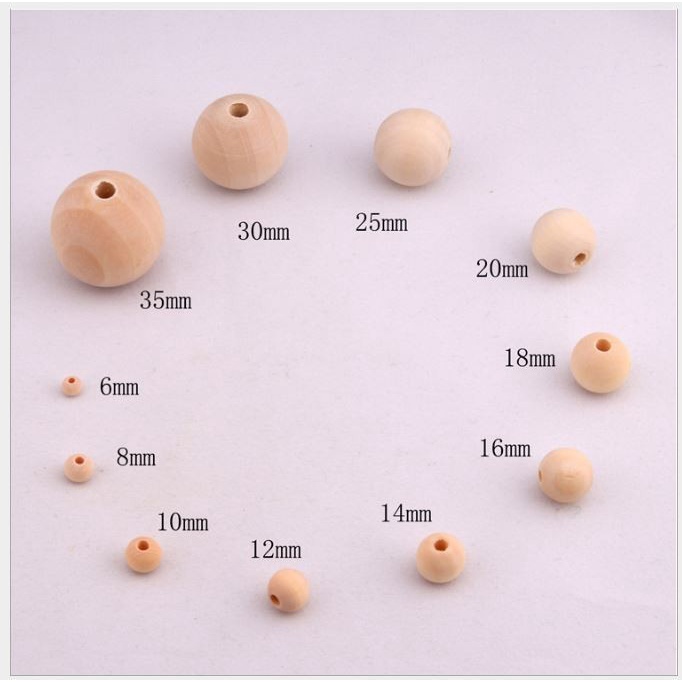 16-120 hạt gỗ 4mm-6mm-8mm-10mm  làm vòng trang trí handmade DIY, dụng cụ học tập, đồ chơi,đan vòng dreamcatcher