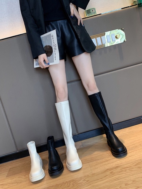 Bốt nữ ulzzang cổ ngắn và cổ cao da mềm đế cao 5cm không khoá
