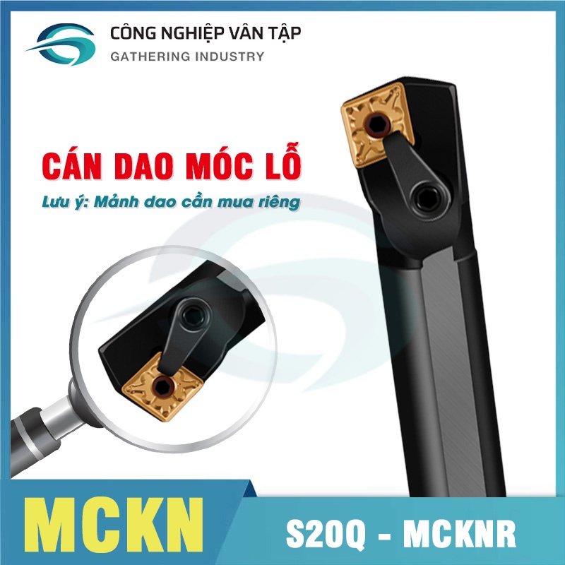 Cán dao móc lỗ S20R-MCKN R12 góc cắt 75 độ kèm đai ốc, hàng chính hãng chất lượng cao lắp chíp CN12