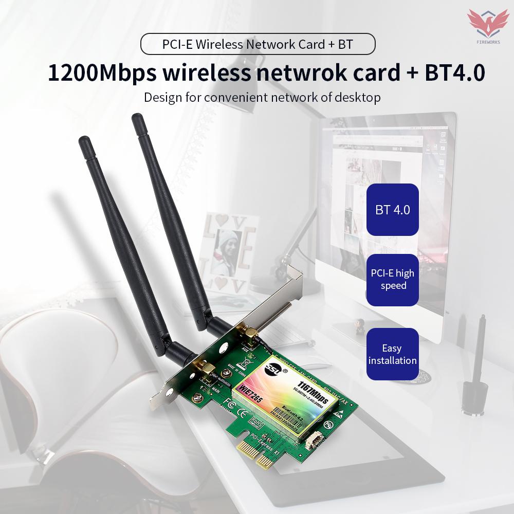 Card Mạng Không Dây Fir Wifi Card Ac 1200mbps Bt4.0 5.8ghz / 2.4ghz Thẻ