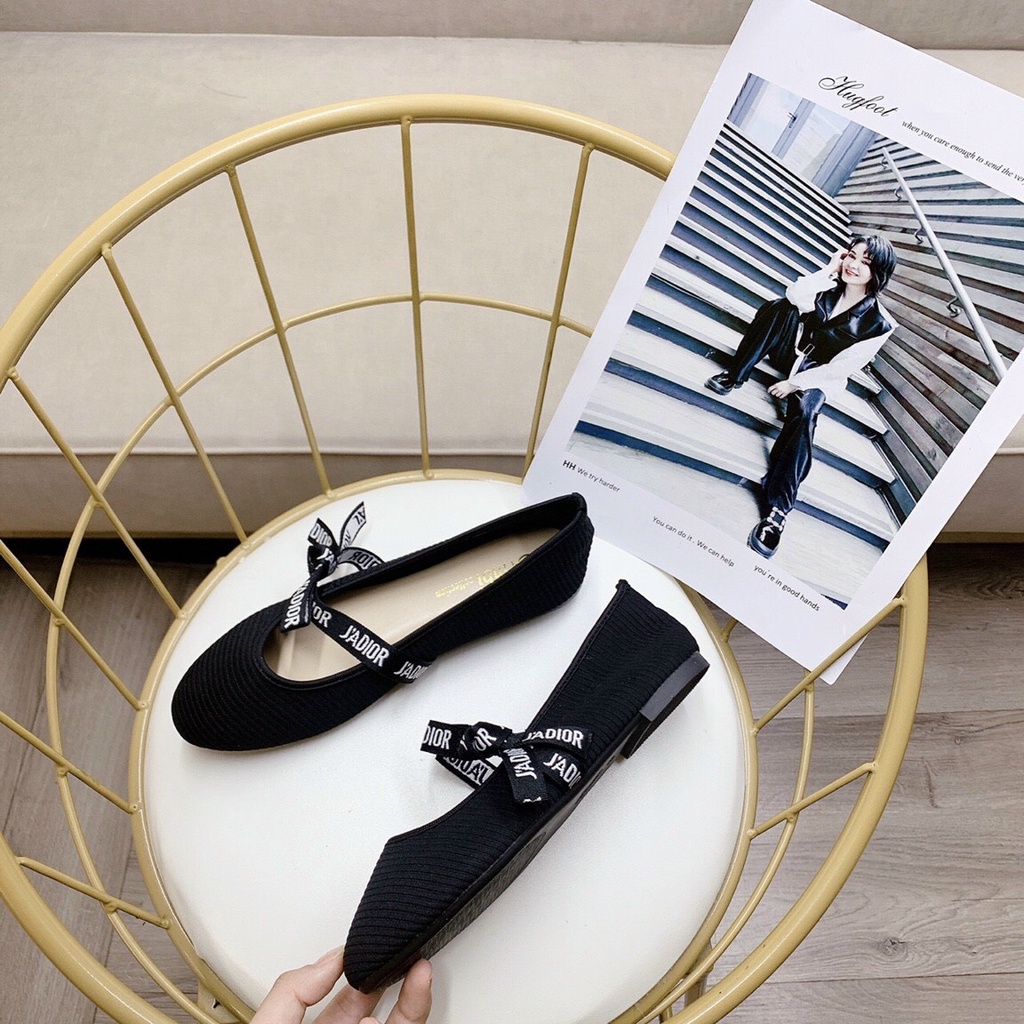 Giày Bệt Búp Bê Mũi tròn dễ thương Quai ngang sang chảnh Da len cực xinh