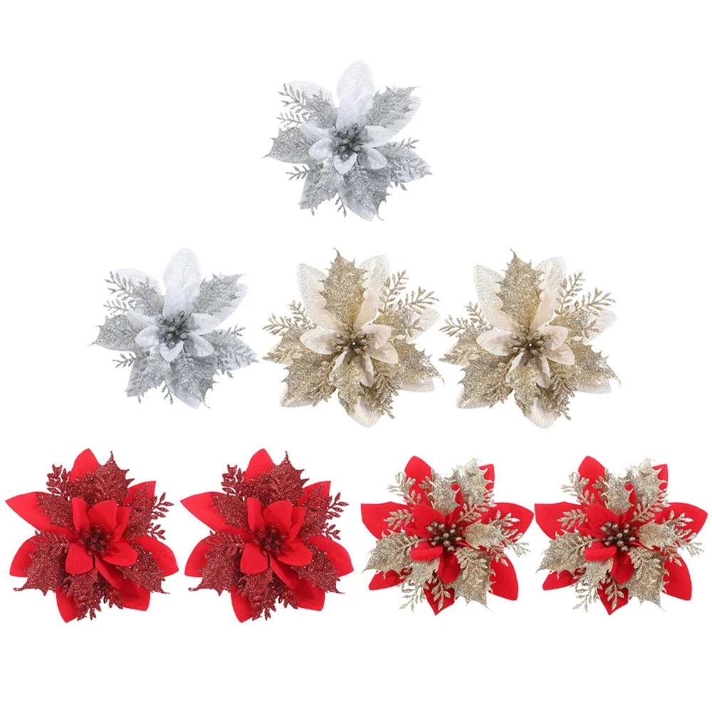 （Trang trí năm mới của Trung Quốc）Set 5 bông hoa nhân tạo trang trí giáng sinh dễ thương độc đáo