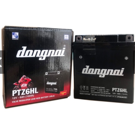 Ắc Quy Khô Pinaco Đồng Nai PTZ6HL 12V-6AH | Bình ắc quy dành cho xe Dream, Wave, Future, Sirius, Jupiter, Taurus, Mio...