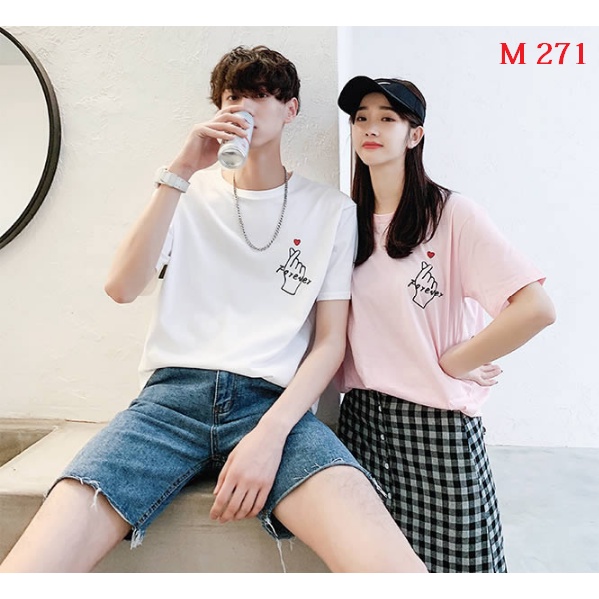 Áo đôi nam nữ, áo cặp nam nữ in hình bắng tim M271
