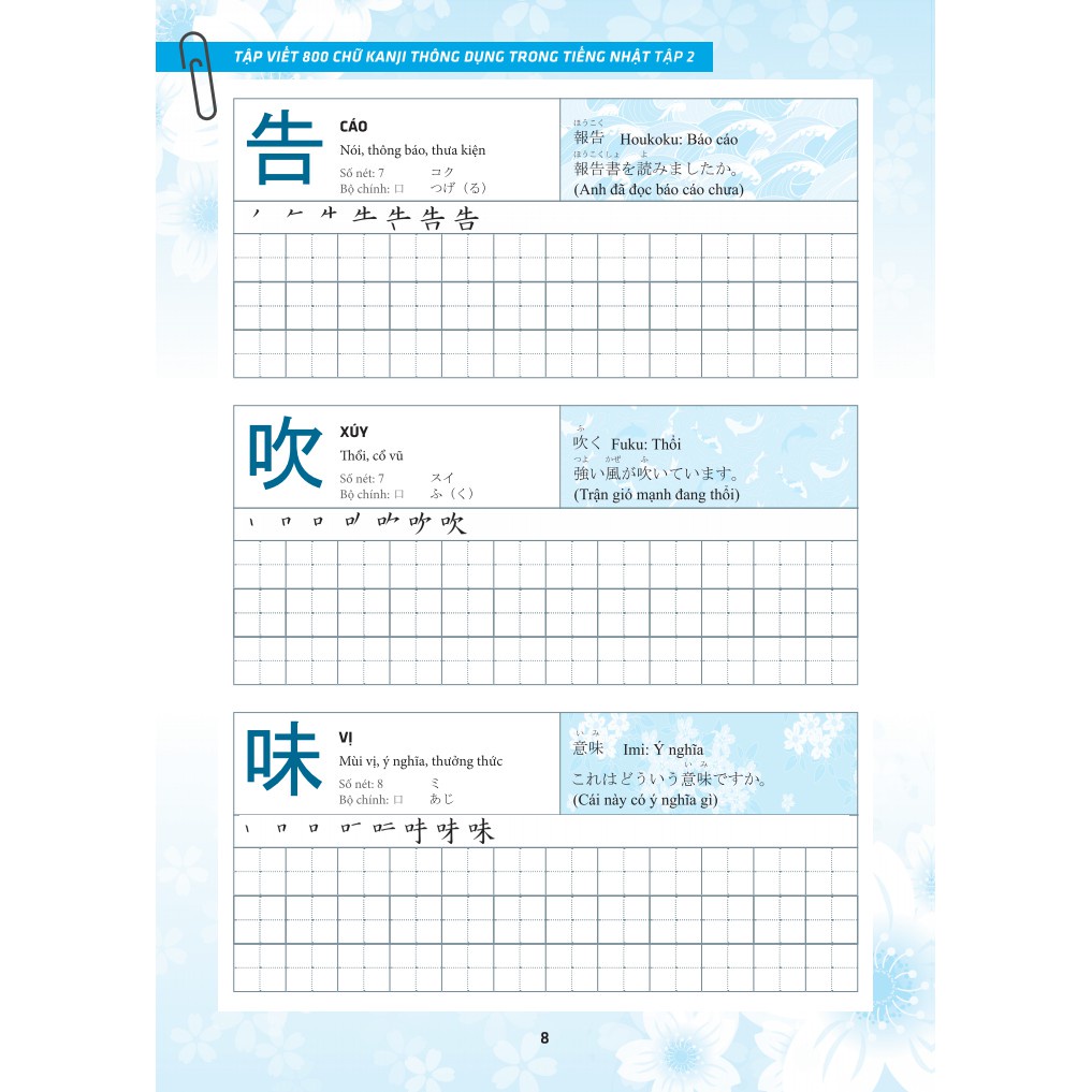 Sách - Tập viết 800 chữ KANJI thông dụng trong tiếng Nhật - Tập 2 Tặng Bookmark