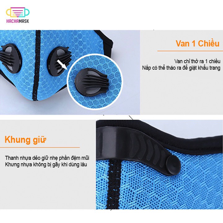 Khẩu Trang Chống Bụi Nắp Van Cấu Tạo Lưới Vải Air Mesh 3D