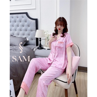 Bộ lụa mặc nhà Sam tay cộc quần dài