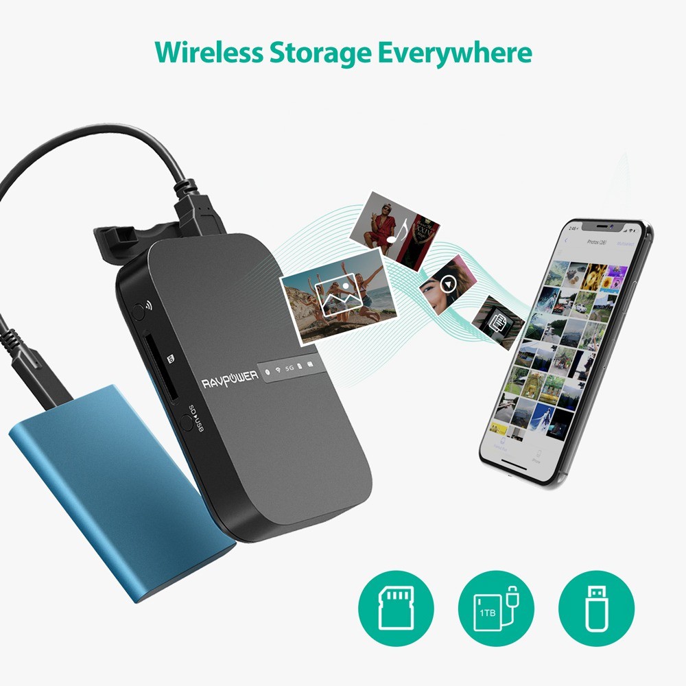 Bộ Định Tuyến Router Không Dây Chia Sẻ Mạng WiFi, Dữ Liệu Filehub RAVPower RP-WD009 | BigBuy360 - bigbuy360.vn